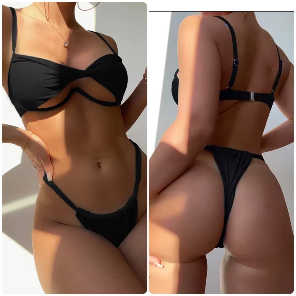 Black Underwire Cheeky Bikini Set